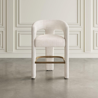 Chaise de bar moderne en velours, tabouret rembourré avec structure métallique, siège de comptoir pour bar à domicile, îlot de cuisine, salle à manger