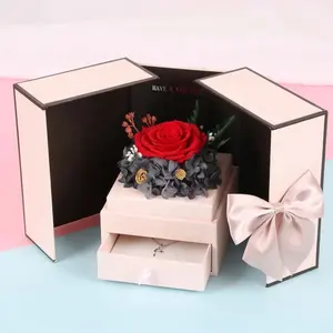 Sumflora 2024 новый продукт ручной работы консервированная розовая коробка для рождественского подарка с двумя дверями открывающиеся цветочные подарочные коробки