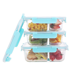 Caja de conservación de vidrio <span class=keywords><strong>Rectangular</strong></span> de grado alimenticio, cuenco de almuerzo con calefacción de microondas sellado especial, tapa Compatible con refrigerador, cocina - Product Image 5