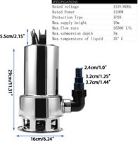 Pompe submersible en acier inoxydable pour le sous-sol, les inondations, la cave, la piscine, l'étang, le jardin, le bain à remous, le nettoyage/le drainage, manuel automatique/co
