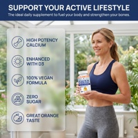 Gummies de citrate de calcium liquide végétaliennes sans sucre Qbioflex 1200mg avec vitamine D3 saveur orange pour le soutien osseux