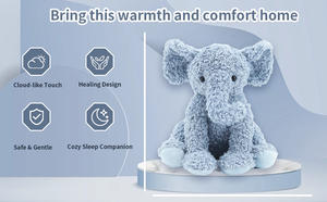 Jouet en peluche pour accompagner le sommeil - Éléphant en peluche bleu gris réconfortant pour les enfants - Product Image 5