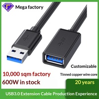 Kabel Ekstensi USB 3.0 Kabel Data Tembaga Berlapis Timah Jantan ke Betina untuk Drive USB Komputer Mouse Keyboard