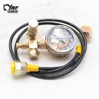 Kit de manomètre de charge d'azote DQB avec tuyau et 2 adaptateurs pour test de pression, pour service d'accumulateurs hydrauliques et de marteaux hydrauliques d'excavatrices