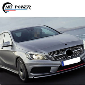 Kit de carrocería de estilo A clase A45 A apto para W176 A200 A250 2013- A45 parachoques delantero Punta de escape falda lateral material PP Facelift - Product Image 6