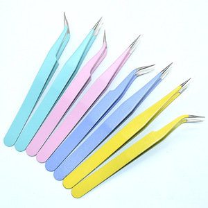 Hot-selling tweezers for repairing macaron-colored journal <b>clips</b> with straight edges, curved tips, and pointed tips for - Product Image 1
