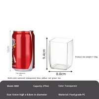 Gobelet en plastique transparent carré haute transparence, matériau épais, durable, écologique, isolation thermique, résistant à l'eau bouillante