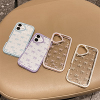Étui de téléphone portable à écran plein adapté à l'iPhone 16 15 promax, cadre en diamant avec colle scintillante, coque de protection