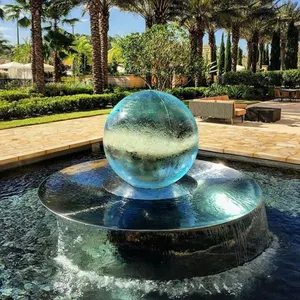 Customized Outdoor Garden Stainless Steel Water Fountain Large Globe Sphere Acrylic Crystal Ball Fountain