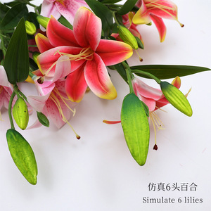 Bouquet de lys artificiels Xinchengzhi, 6 têtes, bleu, en plastique et tissu, décoration de mariage, 30cm-100cm - Product Image 3
