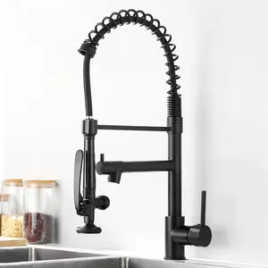 Modern Black Kitchen Faucet com dupla puxar para baixo bico torneiras de latão sólido puxar para baixo mesa upc pia misturador torneira da cozinha