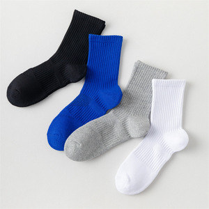 Athletic Socks Cotton Breathable Mid Calf Short White Black Blue Gray Basketball Running Sport Socks - Product Image 4
