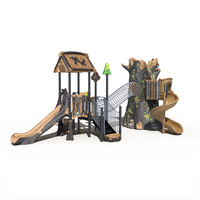 MT-FSW002 	 Structure de jeu extérieure pour enfants de style maison dans les arbres avec toboggan