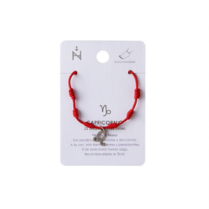 Tobillera Capricornio Siete Estrellas, Cordón Rojo, Acero Inoxidable, Joyería Zodiacal Hecha a Mano - Product Image 1