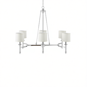 6-Light Chandelier With Fabric Drum Shades Pendant Lighting For Living Room - Product Image 1