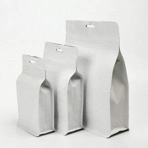 Customized White Stand up Kraft Paper Bag Coffee Packaging Nut Food Cookie Ziplock Bags Gifts Hanging Storage Bag