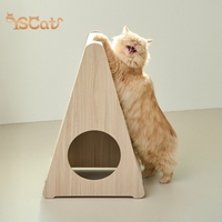 Nouvelle Conception Personnalisée 2025 – Maison pour Chat Moderne de Luxe Classique en Bois Écologique, 2 Niveaux, Apaisante, en Peluche Crème de Noël