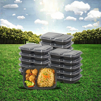 Boîte à lunch Bento sans BPA à 2 compartiments de haute qualité Conteneurs de stockage d'aliments jetables pour préparation de repas Boîte en plastique