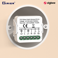 Module de commutation intelligent ZigBee GIRIER Tuya 1/2CH RF433 pour éclairage, contrôle bidirectionnel, fil neutre requis