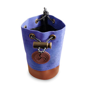 Distributeur de sacs à déjections pour animaux de compagnie en tissu Oxford violet avec poignée en cuir, sac de rangement portable pour sacs à crottes de chien - Product Image 4
