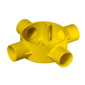 Boîte de jonction PVC anti-incendie à quatre voies de marque AC, modèle BJ/4-YL, fabriquée au Vietnam, jaune, taille 20 mm, conduit flexible BS EN - Product Image 1