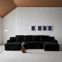 Ensemble de canapé modulaire sectionnel en velours côtelé, canapé sans structure, emballage compressé en boîte, double chaise longue surdimensionnée, mobilier de salon