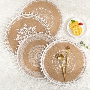 Manteles Individuales Nórdicos Tejidos, Manteles Decorativos Retro de Algodón y Lino para Restaurante, Manteles para Platos, Manteles Individuales Redondos de Yute - Product Image 2