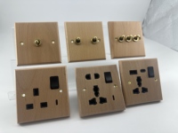 Panel de madera de nuevo diseño, diseño Vintage, estándar del Reino Unido, 1 Banda, 2 bandas, interruptor de pared de 123 vías y enchufe para Home Hotel