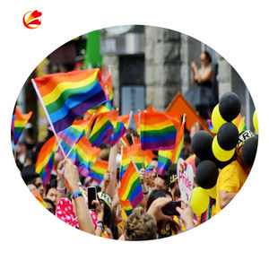 ธงสีรุ้งสำหรับเกย์พิมพ์ลาย LGBT ผ้าโพลีเอสเตอร์ขนาด14*21ซม. ที่โบกด้วยมือปรับแต่งได้ - Product Image 5