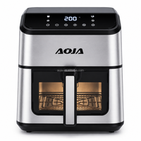 Friteuse à air numérique AOJA 8L 1800W avec fenêtre visible, arrêt automatique, signal sonore de fin de cuisson, protection contre la surchauffe, compatible lave-vaisselle, revêtement antiadhésif