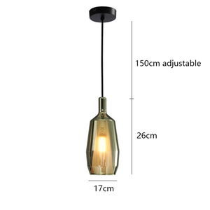 Lampada a Sospensione in Vetro Verde Antico, Lampadario Vintage a Lampadina Singola con Attacco E14 per Sala da Pranzo, Bar, Camera da Letto - Product Image 5
