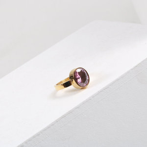 Goojoolim — bague en acier inoxydable plaqué or 18K pour femmes, bijou en gros diamant violet, noir - Product Image 6
