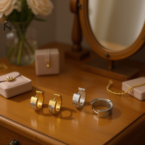 Orecchini a Cerchio Acero in Oro e Argento, Set da 12 Pezzi, 6mm, Gioielli alla Moda - Product Image 3