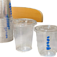 Gobelets en plastique PET à paroi simple jetables avec couvercles, impression UV, diamètre 98 mm, logo personnalisé, café glacé, smoothie, jus, boba, thé au lait