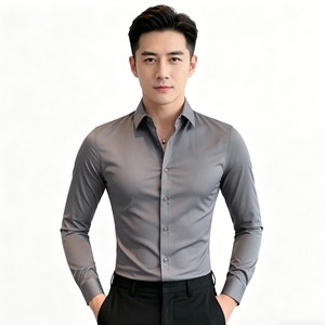 <span class=keywords><strong>Camisa</strong></span> de Vestir Formal de Manga Larga para Hombre, Corte Entallado, Color Sólido, Estilo Sehe - Product Image 4