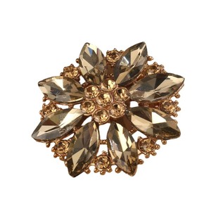 Champagne Gold Rhinestone Flower Brooch Alloy Clothing Accessories Durable Fashion Jewelry For <b>Suit</b> And Apparel <b>Buttons</b> - Product Image 4