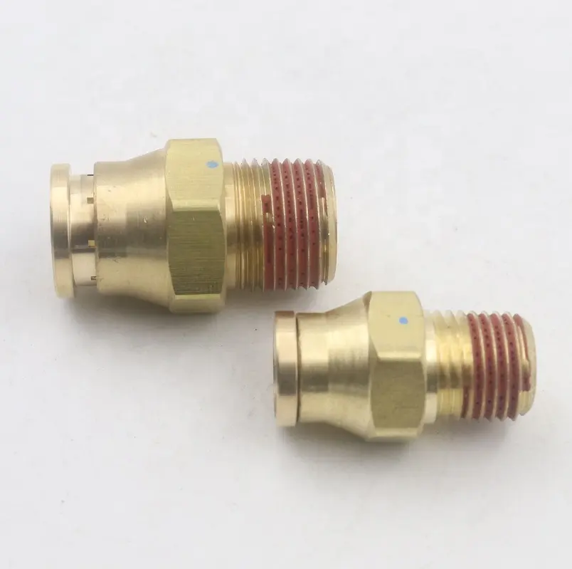 Brass D.O.T air brake pneumatic push in male quick connector union