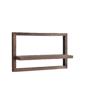 Wooden Wall Mounted <b>Shelf</b> Rectangle Charcoal Colored Durable Storage Display <b>Rack</b> For Bedroom Kitchen - Product Image 4