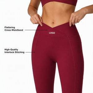 Ensembles de yoga pour femmes imprimés bordeaux haut de gamme, pantalons évasés taille haute, leggings sculptants, soutiens-gorge de sport à bretelles croisées, extensibles dans quatre directions - Product Image 3
