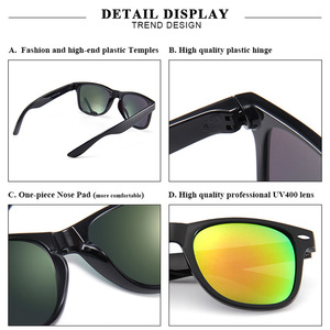 Lunettes de soleil classiques à monture noire, protection UV400, unisexe, monture en PC, verres AC pour la protection solaire et les tenues de voyage tendance - Product Image 3