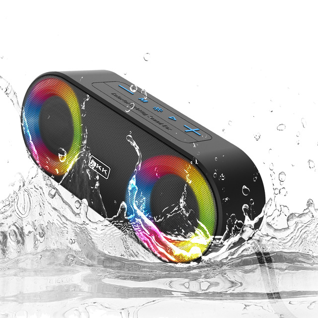 IPX4 Waterproof Subwoofer LED Light Woofer with FM Outdoor Big Power RGB Lights Double Speaker Bass Bluetooth Speaker