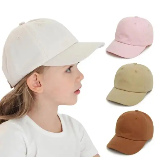 Wholesale Fashion Baby Children Kid Casual Sun Cap Adjustable Cotton Solid Color Baseball Cap with Custom Logo