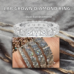 Bague de fiançailles en diamant ovale cultivé en laboratoire Multishape, or blanc massif 14k 18k, bijoux fins tendance unisexes - Product Image 2