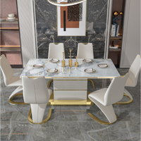 Ensemble table à manger et chaises pour salle à manger moderne Ensemble table à manger carrée à rallonge en verre trempé 6 chaises