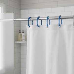 Spirella C-Minor Collection, Shower/Bath <b>Curtain</b> <b>Hooks</b>, 4 x 5.8 (12 pcs), Styrene, Blue - Product Image 3