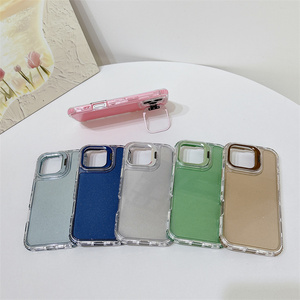Funda 3 en 1 con soporte <span class=keywords><strong>para</strong></span> lente de cámara, diseño brillante con revestimiento de TPU y aceite en el interior <span class=keywords><strong>para</strong></span> <span class=keywords><strong>iPhone</strong></span> 15 Plus, fundas <span class=keywords><strong>para</strong></span> celular. - Product Image 3