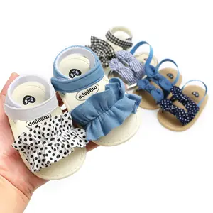 Slip-On Polka Dots Stripe Denim Fashion Moccasins Shoes For Summer Baby Shoes For 0-24 Months
