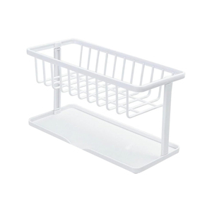 Soporte de esponja para fregadero de cocina con bandeja de drenaje, estante de almacenamiento organizador de esponja de jabón de diseño hueco de carga fuerte - Product Image 1