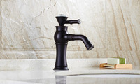 Robinet Mitigeur Extensible Noir Cuivre Antique Vintage en Porcelaine à Levier Unique pour Lavabo Rétro à Poser sur Comptoir