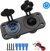 Prise USB double pour voiture avec charge rapide 3.0, chargeur de voiture 12V-24V avec interrupteur tactile, adaptateur allume-cigare